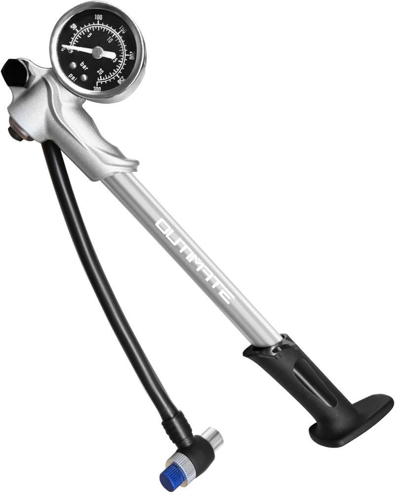OUTIMATE Bike Shock Pump, High Pressure 300 PSI Max Shock Pump for Mountain Bike, Bike Suspension Pump for Fork, Rear Shock with Gauge, Schrader Valve - Image 1